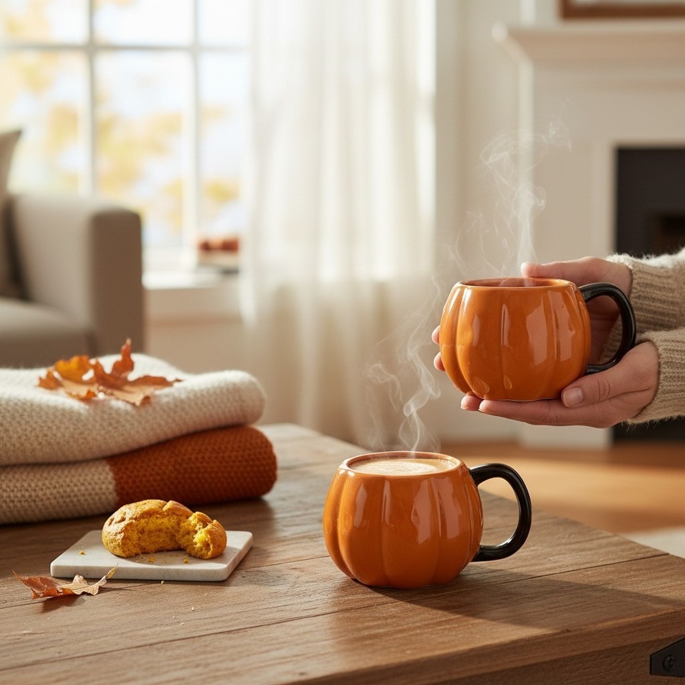 Threshold Pumpkin Mug Set 2 Unisex OS Orange NWOT Stoneware Fall Halloween